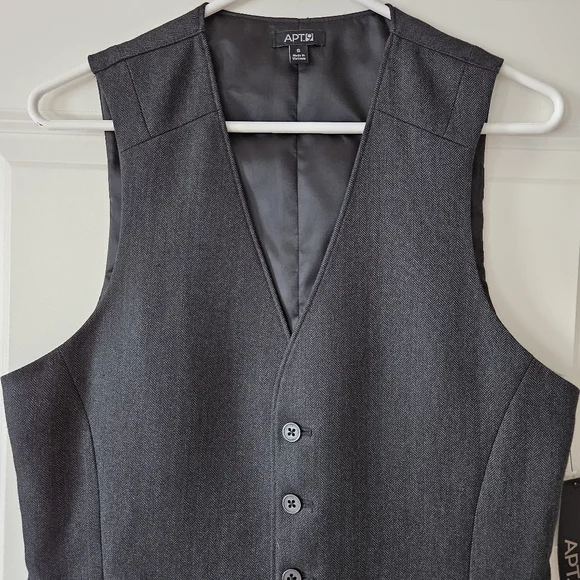 NWT Apt. 9 Men's Herringbone Vest Charcoal Gray Size Small - Picture 3 of 11